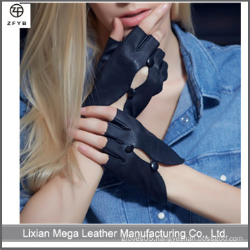 Girls Sexy fingerless leather gloves half gingers driving leather gloves